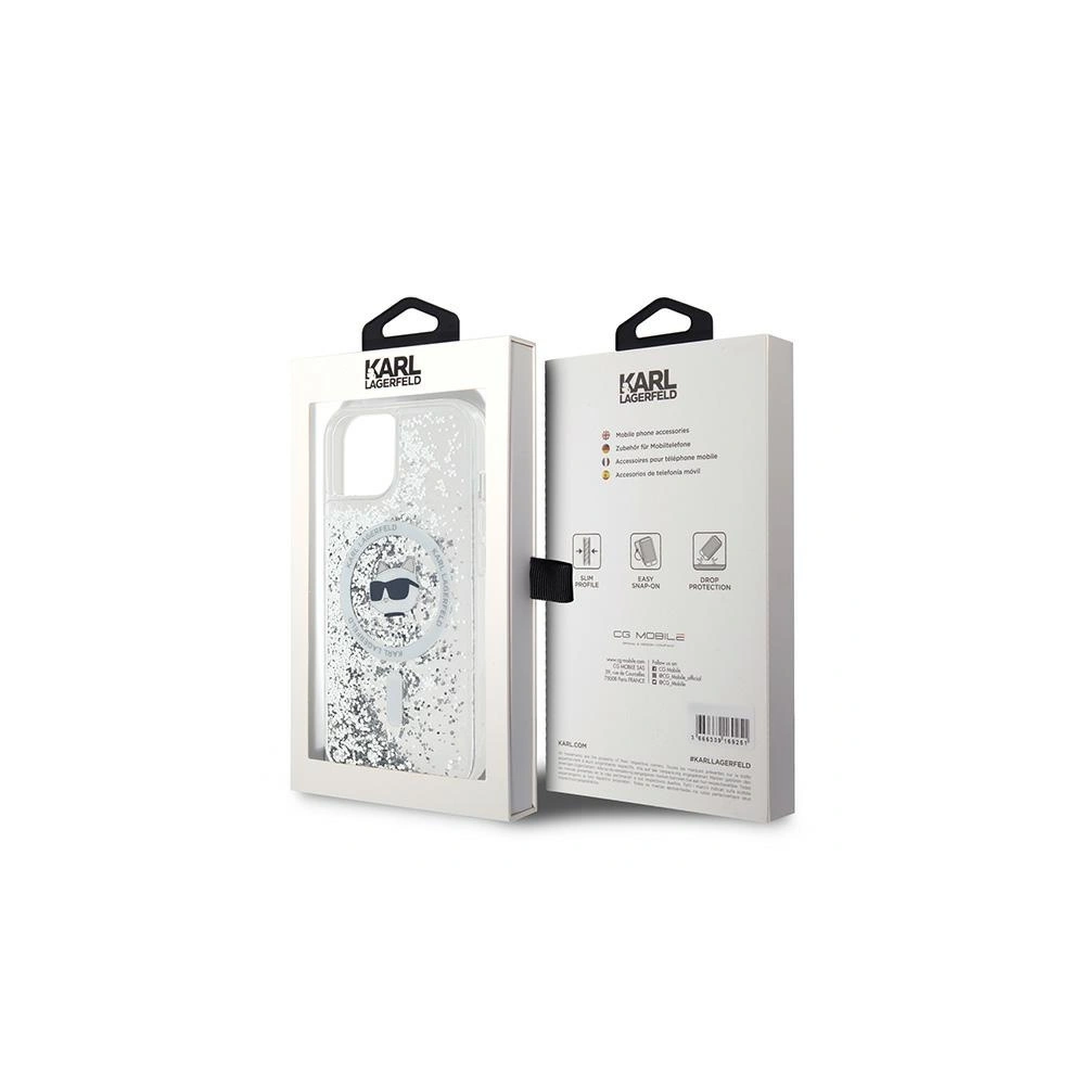 Etui Karl Lagerfeld KLHMP15MLGCHSGH Apple iPhone 15 Plus / 14 Plus hardcase Liquid Glitter Choupette Head Magsafe transparent