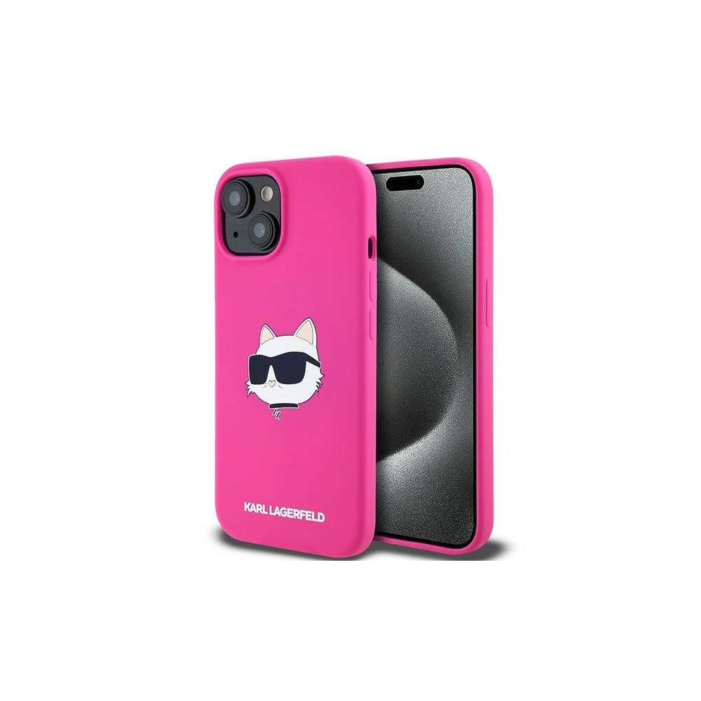 Etui Karl Lagerfeld KLHMP15MSCHPPLF Apple iPhone 15 Plus / 14 Plus hardcase Silicone Choupette Head MagSafe różowy/fuschia