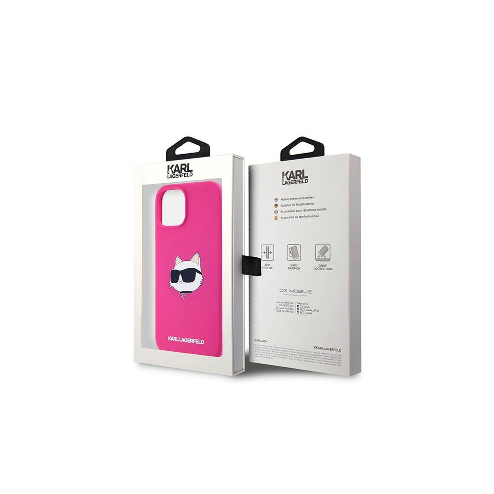 Etui Karl Lagerfeld KLHMP15MSCHPPLF Apple iPhone 15 Plus / 14 Plus hardcase Silicone Choupette Head MagSafe różowy/fuschia