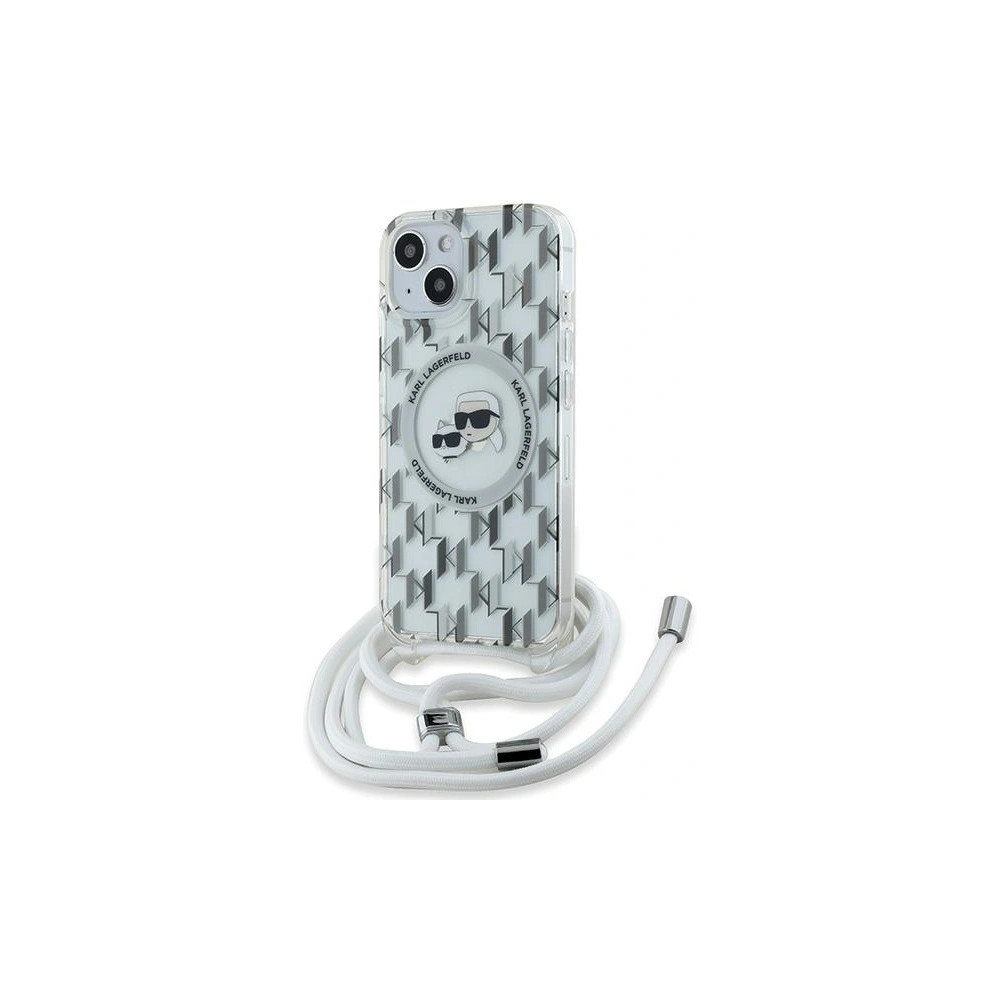 Etui Karl Lagerfeld KLHMP15SHCKCKLCT Apple iPhone 15 / 14 / 13 hardcase IML Crossbody Monogram Karl & Choupette Head MagSafe transparent