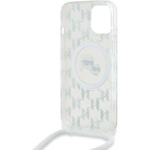 Kup Case Karl Lagerfeld KLHMP15SHCKCKLCT Apple iPhone 15 / 14 / 13 Hardcase IML Crossbody Monogram Karl & Choupette Head MagSafe transparent - KLD2086 - {ean13} - Sklep Home Screen