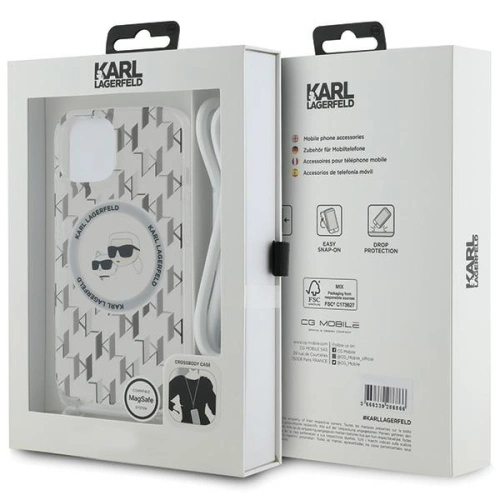 Kup Etui Karl Lagerfeld KLHMP15SHCKCKLCT Apple iPhone 15 / 14 / 13 hardcase IML Crossbody Monogram Karl & Choupette Head MagSafe průhledné - KLD2086 - {ean13} - Sklep Home Screen