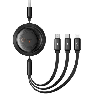 Kup Kabel 3w1 Baseus Free2Draw USB-A / micro USB, Lightning, USB-C 3.5A 1.1m černý - BSU4900 - {ean13} - Sklep Home Screen