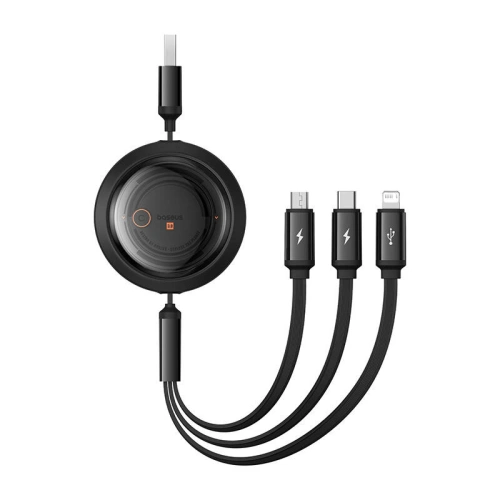 Kup Kábel 3w1 Baseus Free2Draw USB-A / micro USB, Lightning, USB-C 3.5A 1.1m fekete - BSU4900 - {ean13} - Sklep Home Screen