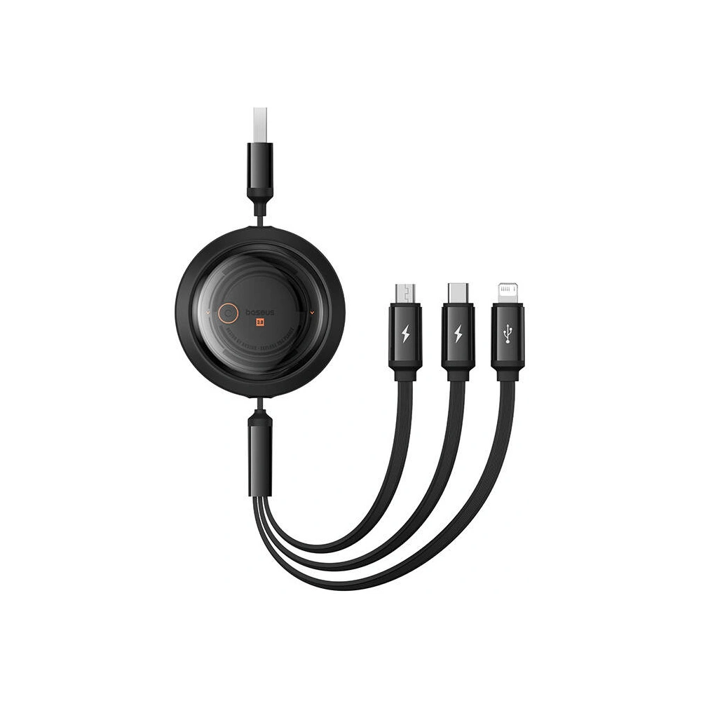 Kabel 3w1 Baseus Free2Draw USB-A / micro USB, Lightning, USB-C 3.5A 1.1m czarny
