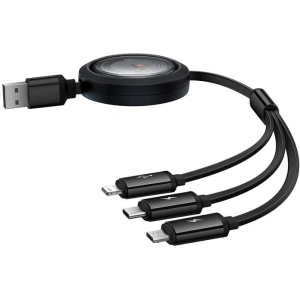 Buy Baseus Free2Draw 3-in-1 cable USB-A / micro USB, Lightning, USB-C 3.5A 1.1m cable black - BSU4900 - {ean13} - Home Screen Store Europe