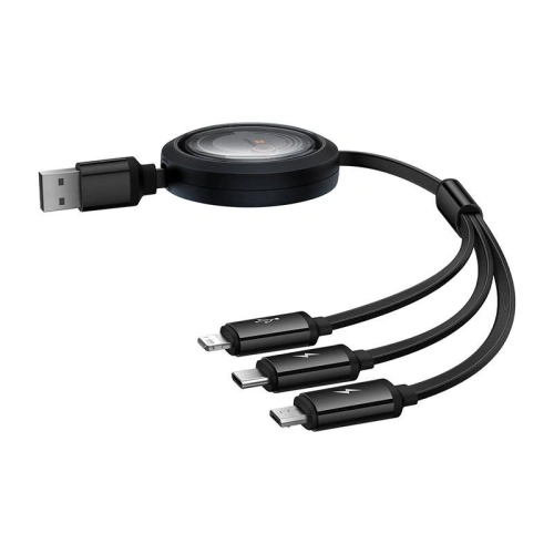 Kup Kábel 3w1 Baseus Free2Draw USB-A / micro USB, Lightning, USB-C 3.5A 1.1m fekete - BSU4900 - {ean13} - Sklep Home Screen