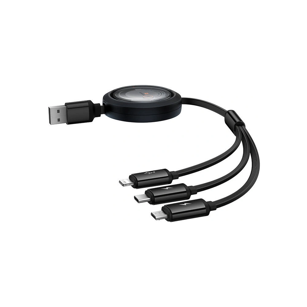 Kabel 3w1 Baseus Free2Draw USB-A / micro USB, Lightning, USB-C 3.5A 1.1m czarny