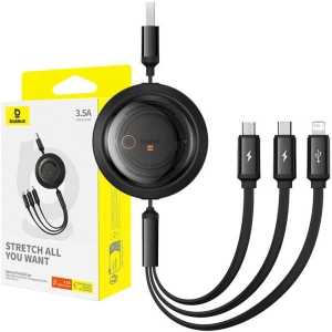 Buy Baseus Free2Draw 3-in-1 cable USB-A / micro USB, Lightning, USB-C 3.5A 1.1m cable black - BSU4900 - {ean13} - Home Screen Store Europe