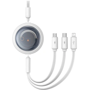 Kup Kabel 3w1 Baseus Free2Draw USB-A / micro USB, Lightning, USB-C 3.5A 1.1m bílý - BSU4901 - {ean13} - Sklep Home Screen