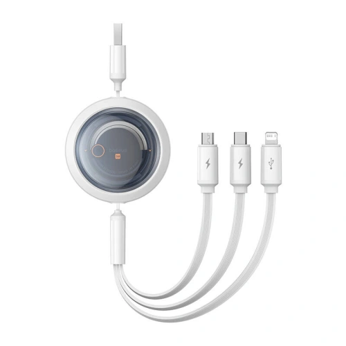 Kup Kabel 3w1 Baseus Free2Draw USB-A / micro USB, Lightning, USB-C 3.5A 1.1m weiß - BSU4901 - {ean13} - Sklep Home Screen