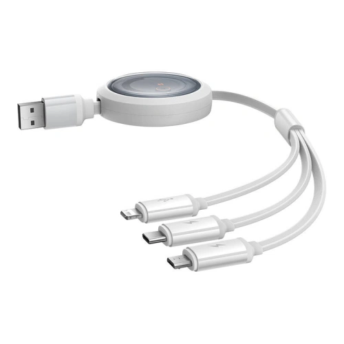 Kup Kabel 3w1 Baseus Free2Draw USB-A / micro USB, Lightning, USB-C 3.5A 1.1m weiß - BSU4901 - {ean13} - Sklep Home Screen