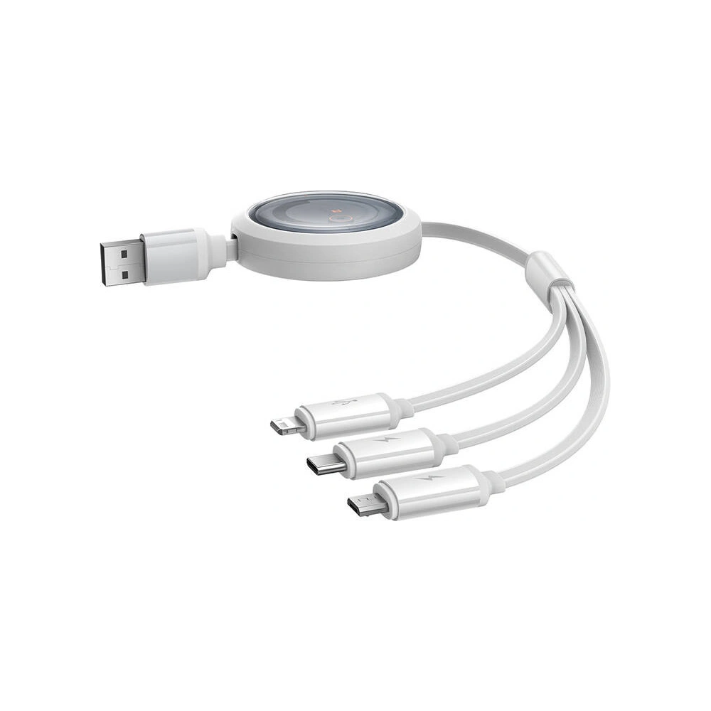 Kabel 3w1 Baseus Free2Draw USB-A / micro USB, Lightning, USB-C 3.5A 1.1m biały