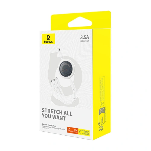 Kup Kábel 3w1 Baseus Free2Draw USB-A / micro USB, Lightning, USB-C 3.5A 1.1m fehér - BSU4901 - {ean13} - Sklep Home Screen