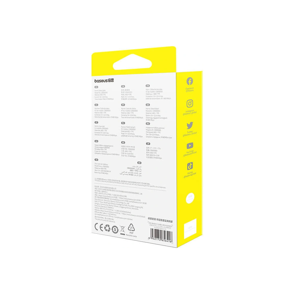 Kabel 3w1 Baseus Free2Draw USB-A / micro USB, Lightning, USB-C 3.5A 1.1m biały