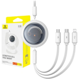 Buy Baseus Free2Draw 3-in-1 cable USB-A / micro USB, Lightning, USB-C 3.5A cable 1.1m white - BSU4901 - {ean13} - Home Screen Store Europe