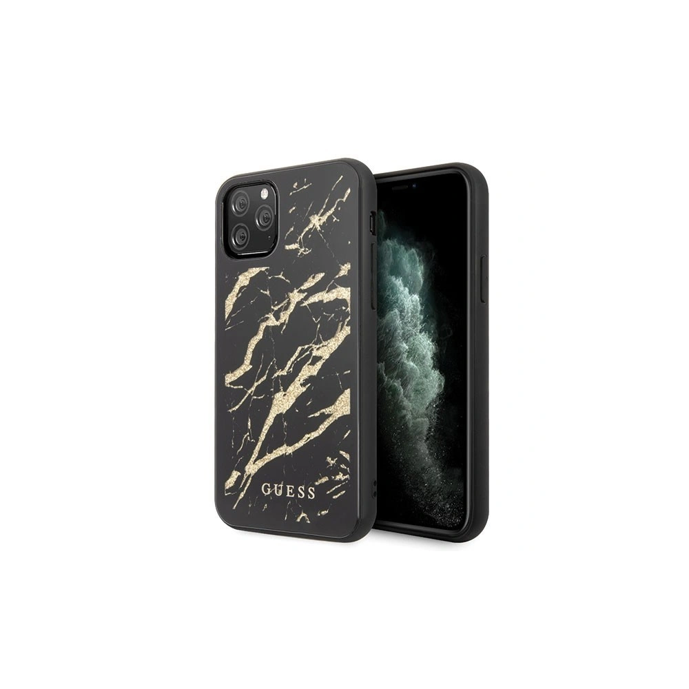 Etui Guess GUHCN65MGGBK Apple iPhone 11 Pro Max czarny/black hard case Glitter Marble Glass