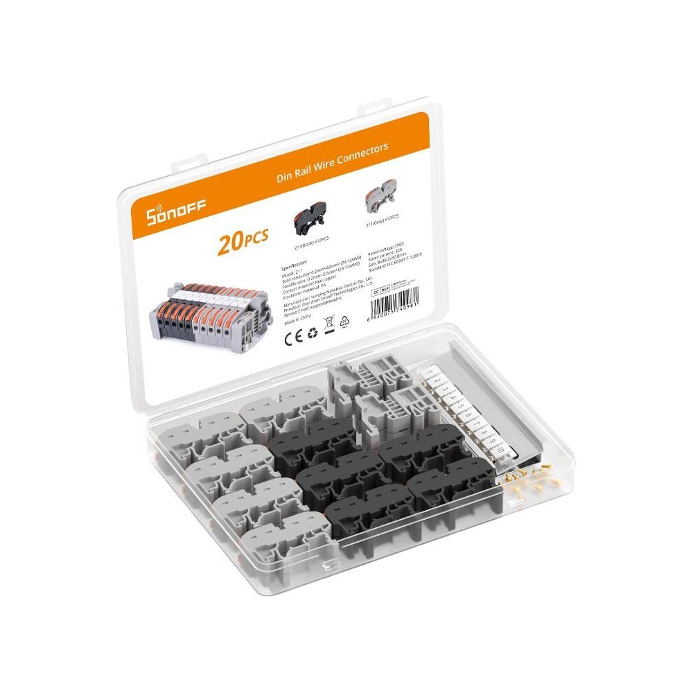 Szybkozłączki torowe na szynę Sonoff [20 sztuk]