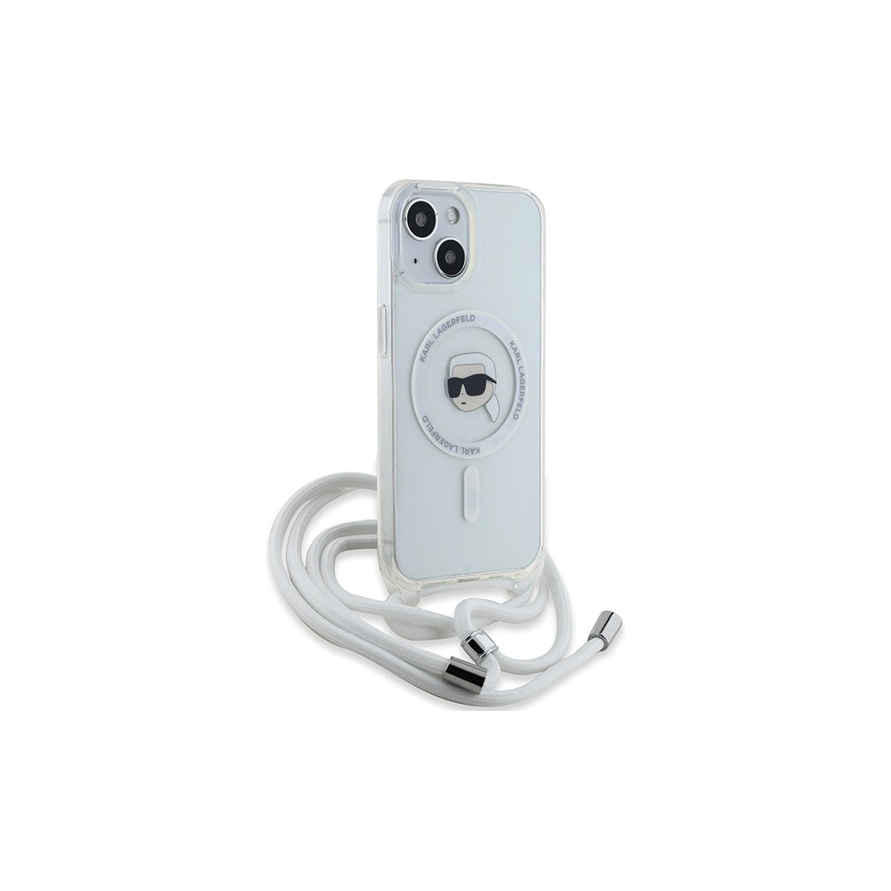 Etui Karl Lagerfeld KLHMP15SHCKHNT Apple iPhone 15 / 14 / 13 hardcase Crossbody IML Karl Head Magsafe transparent