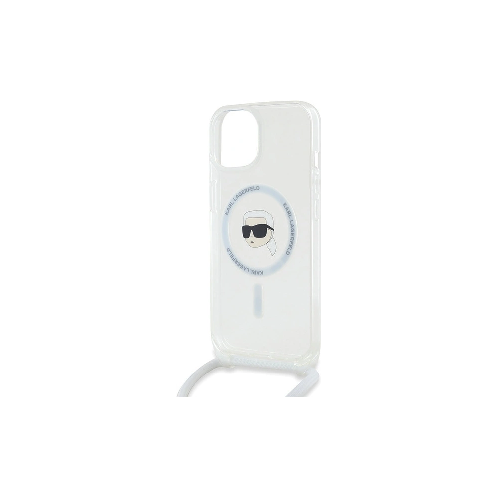Etui Karl Lagerfeld KLHMP15SHCKHNT Apple iPhone 15 / 14 / 13 hardcase Crossbody IML Karl Head Magsafe transparent