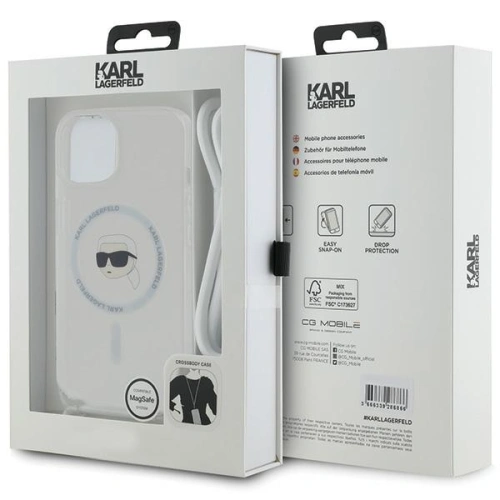 Kup Etui Karl Lagerfeld KLHMP15SHCKHNT Apple iPhone 15 / 14 / 13 hardcase Crossbody IML Karl Head Magsafe transparent - KLD2087 - {ean13} - Sklep Home Screen