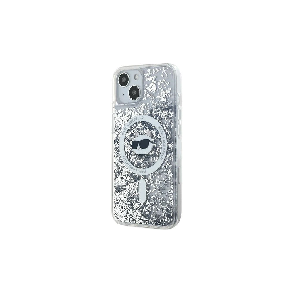 Etui Karl Lagerfeld KLHMP15SLGCHSGH Apple iPhone 15 / 14 / 13 hardcase Liquid Glitter Choupette Head Magsafe transparent