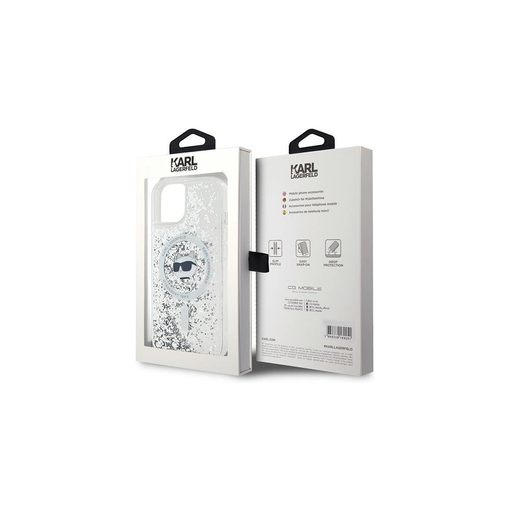 Etui Karl Lagerfeld KLHMP15SLGCHSGH Apple iPhone 15 / 14 / 13 hardcase Liquid Glitter Choupette Head Magsafe transparent