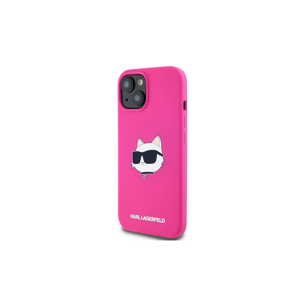 Etui Karl Lagerfeld KLHMP15SSCHPPLF Apple iPhone 15 / 14 / 13 hardcase Silicone Choupette Head MagSafe różowy/fuschia