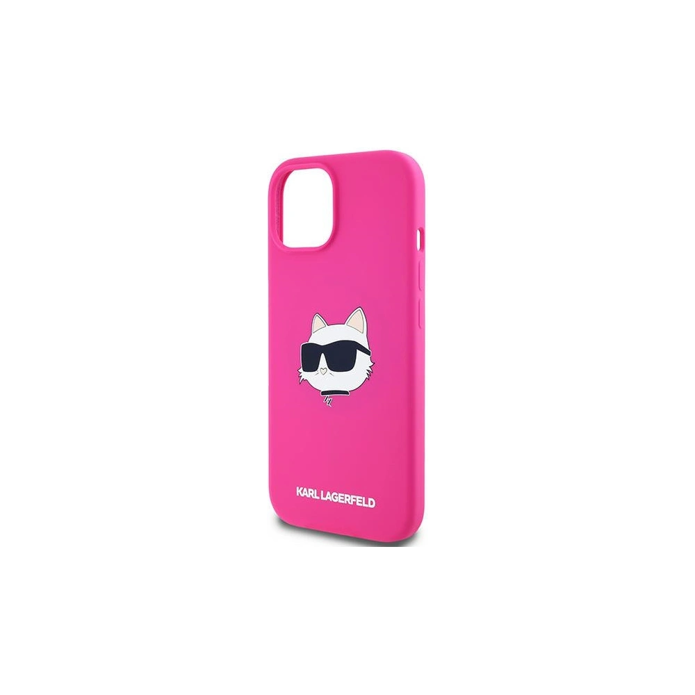 Etui Karl Lagerfeld KLHMP15SSCHPPLF Apple iPhone 15 / 14 / 13 hardcase Silicone Choupette Head MagSafe różowy/fuschia
