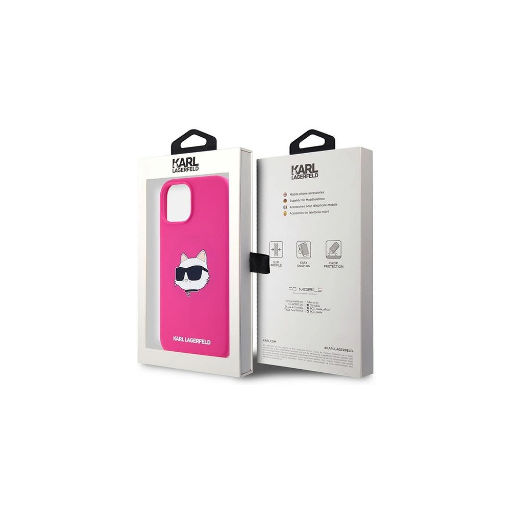 Etui Karl Lagerfeld KLHMP15SSCHPPLF Apple iPhone 15 / 14 / 13 hardcase Silicone Choupette Head MagSafe różowy/fuschia
