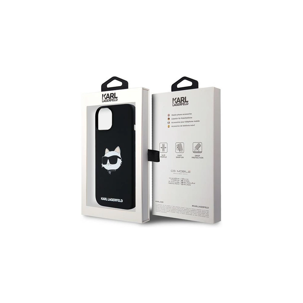 Etui Karl Lagerfeld KLHMP15SSCHPPLK Apple iPhone 15 / 14 / 13 hardcase Silicone Choupette Head MagSafe czarny/black