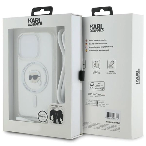 Buy Karl Lagerfeld KLHMP15XHCKHNT Apple iPhone 15 Pro Max hardcase Crossbody IML Karl Head Magsafe transparent - KLD2093 - {ean13} - Home Screen Store Europe