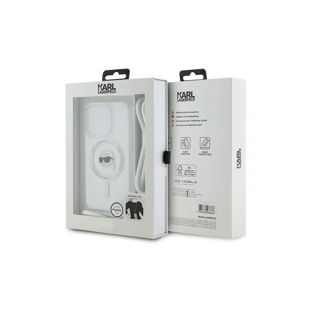 Etui Karl Lagerfeld KLHMP15XHCKHNT Apple iPhone 15 Pro Max hardcase Crossbody IML Karl Head Magsafe transparent