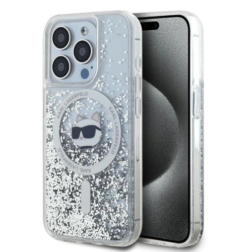 Kup Etui Karl Lagerfeld KLHMP15XLGCHSGH Apple iPhone 15 Pro Max hardcase Liquid Glitter Choupette Head Magsafe transparent - KLD2094 - {ean13} - Sklep Home Screen