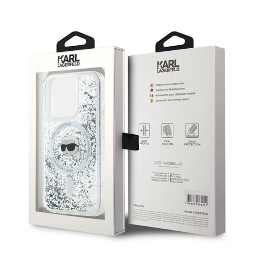 Kup Case Karl Lagerfeld KLHMP15XLGKISGH Apple iPhone 15 Pro Max Hardcase Liquid Glitter Karl Head Magsafe transparent - KLD2095 - {ean13} - Sklep Home Screen