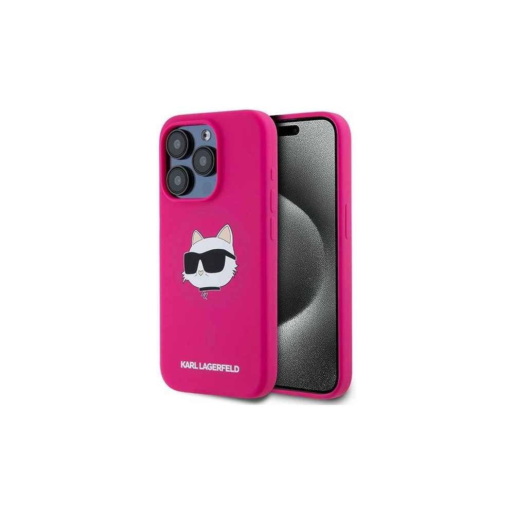 Etui Karl Lagerfeld KLHMP15XSCHPPLF Apple iPhone 15 Pro Max hardcase Silicone Choupette Head MagSafe różowy/fuschia