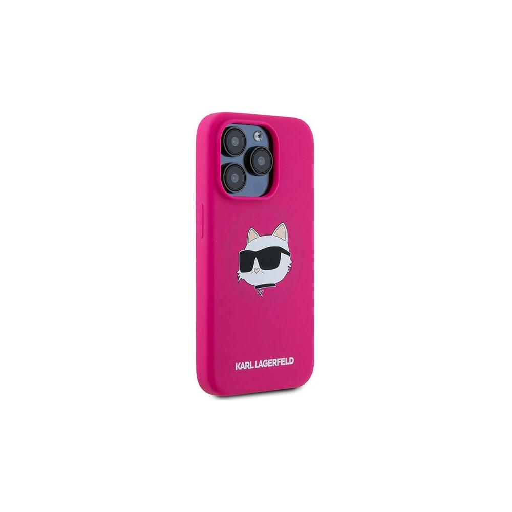 Etui Karl Lagerfeld KLHMP15XSCHPPLF Apple iPhone 15 Pro Max hardcase Silicone Choupette Head MagSafe różowy/fuschia