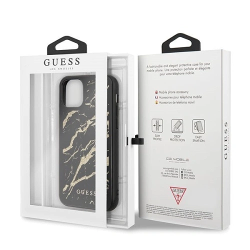 Kup Husă Guess GUHCN65MGGBK Apple iPhone 11 Pro Max negru/black hard case Glitter Marble Glass - GUE278BLK - {ean13} - Sklep Home Screen