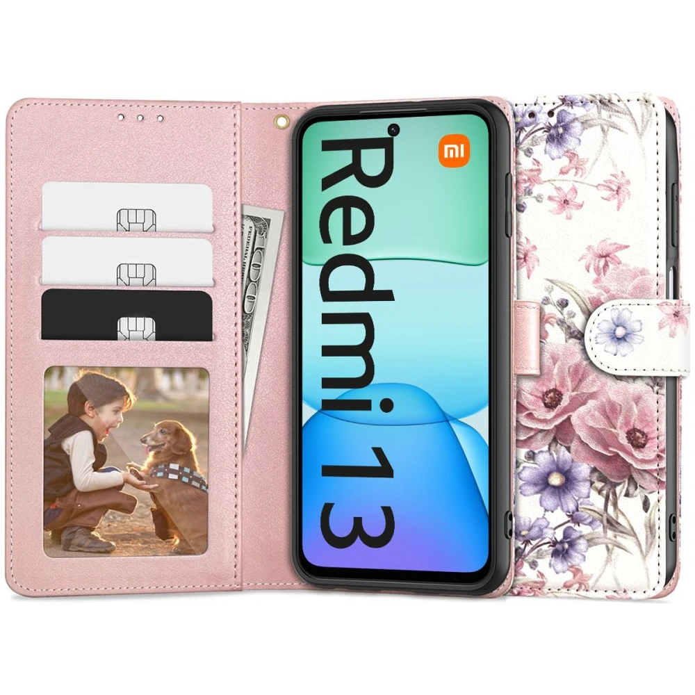 Etui Tech-Protect Wallet Xiaomi Redmi 13 Blossom Flower