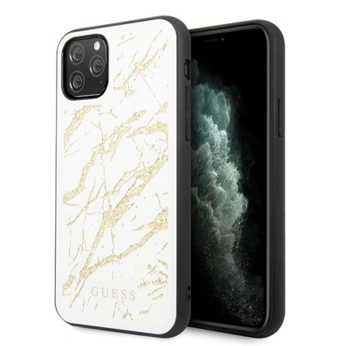 Kup Husă Guess GUHCN65MGGWH Apple iPhone 11 Pro Max alb/white hard case Glitter Marble Glass - GUE279WHT - {ean13} - Sklep Home Screen
