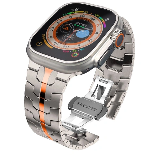 Kup Pasek Tech-Protect Stainless Line Apple Watch 4/5/6/7/8/9/SE/Ultra 1/2 42/44/45/49mm titán/narancs - THP2883 - {ean13} - Sklep Home Screen
