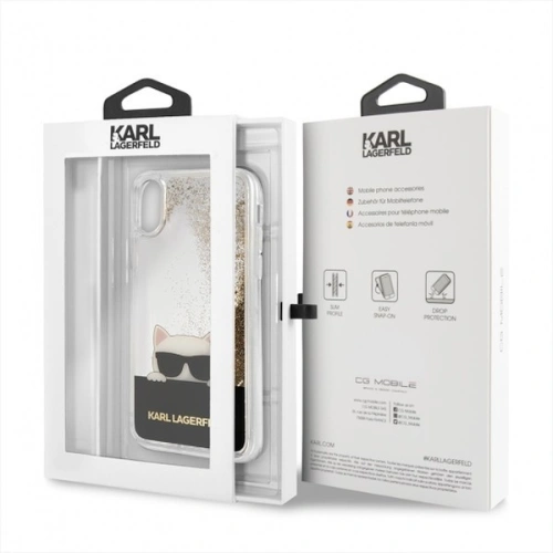 Buy Karl Lagerfeld KLHCPXCHPEEGO iPhone X gold hard case Liquid Glitter - KLD195GLD - {ean13} - Home Screen Store Europe