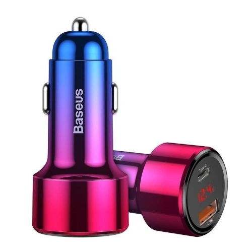 Buy Car charger Baseus Magic USB + USB-C QC 4.0 PD 45W Red&Blue - BSU702REDBLU - {ean13} - Home Screen Store Europe