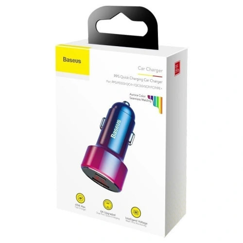 Buy Car charger Baseus Magic USB + USB-C QC 4.0 PD 45W Red&Blue - BSU702REDBLU - {ean13} - Home Screen Store Europe