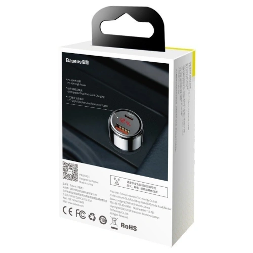 Buy Car charger Baseus Magic USB + USB-C QC 4.0 PD 45W Black - BSU704BLK - {ean13} - Home Screen Store Europe