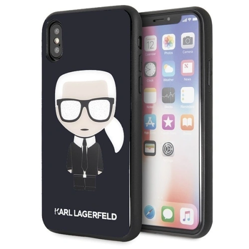 Kup Karl Lagerfeld KLHCPXDLFKBK iPhone X/Xs husă tare navy black Iconic Karl Glitter - KLD196NAVBLK - {ean13} - Sklep Home Screen