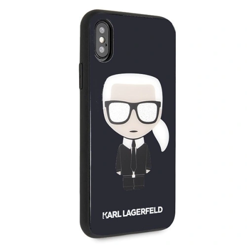 Kup Karl Lagerfeld KLHCPXDLFKBK iPhone X/Xs navy black hard case Iconic Karl Glitter - KLD196NAVBLK - {ean13} - Sklep Home Screen