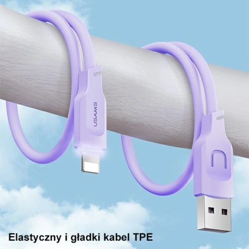 Kup [OUTLET] USAMS Lithe Series USB/Lightning Gyors Töltő Kábel 2,4A 1,2m lila/purple (US-SJ565) - OT-697 - {ean13} - Sklep Home Screen