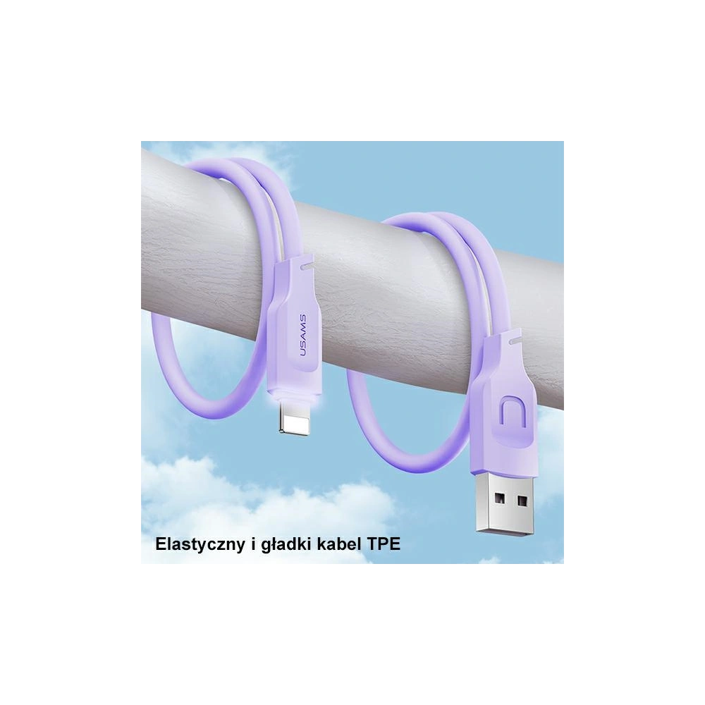 [OUTLET] Kabel USAMS Lithe Series USB/Lightning Fast Charging 2,4A 1,2m purpurowy/purple (US-SJ565)