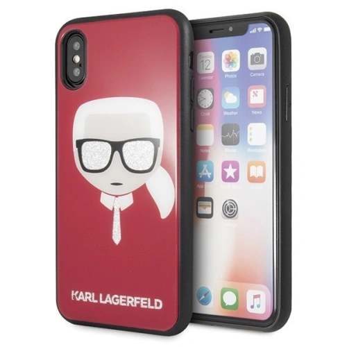 Kup Karl Lagerfeld KLHCPXDLHRE iPhone X/Xs piros/piros Iconic Glitter Karl feje - KLD198RED - {ean13} - Sklep Home Screen